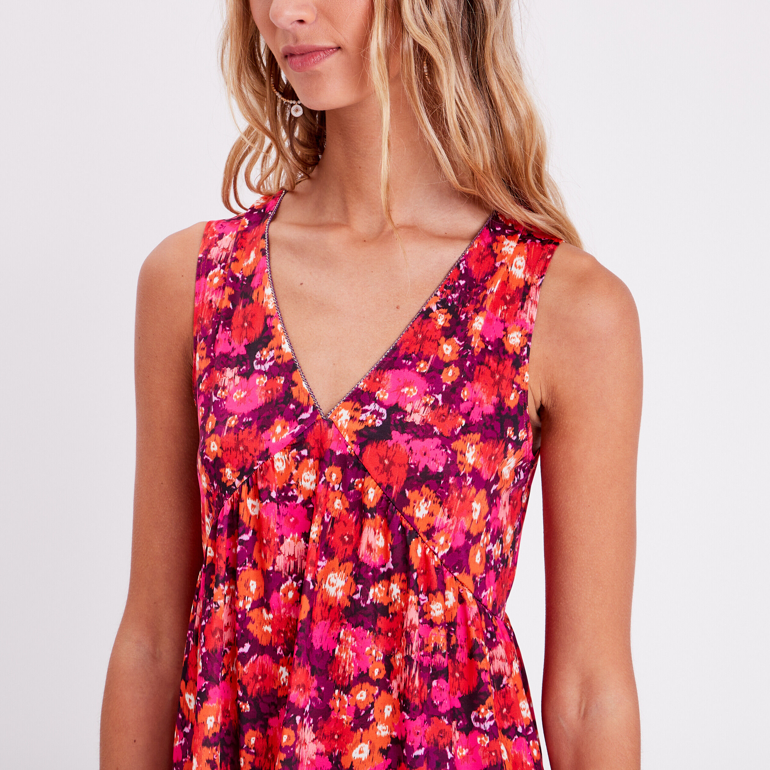 Débardeur col en V rose fushia femme | Cache Cache