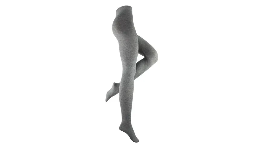 MOVE UP Damen Strumpfhose Baumwolle grau melange