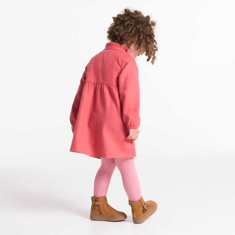 Robe boutonnée manches longues rose bébé fille