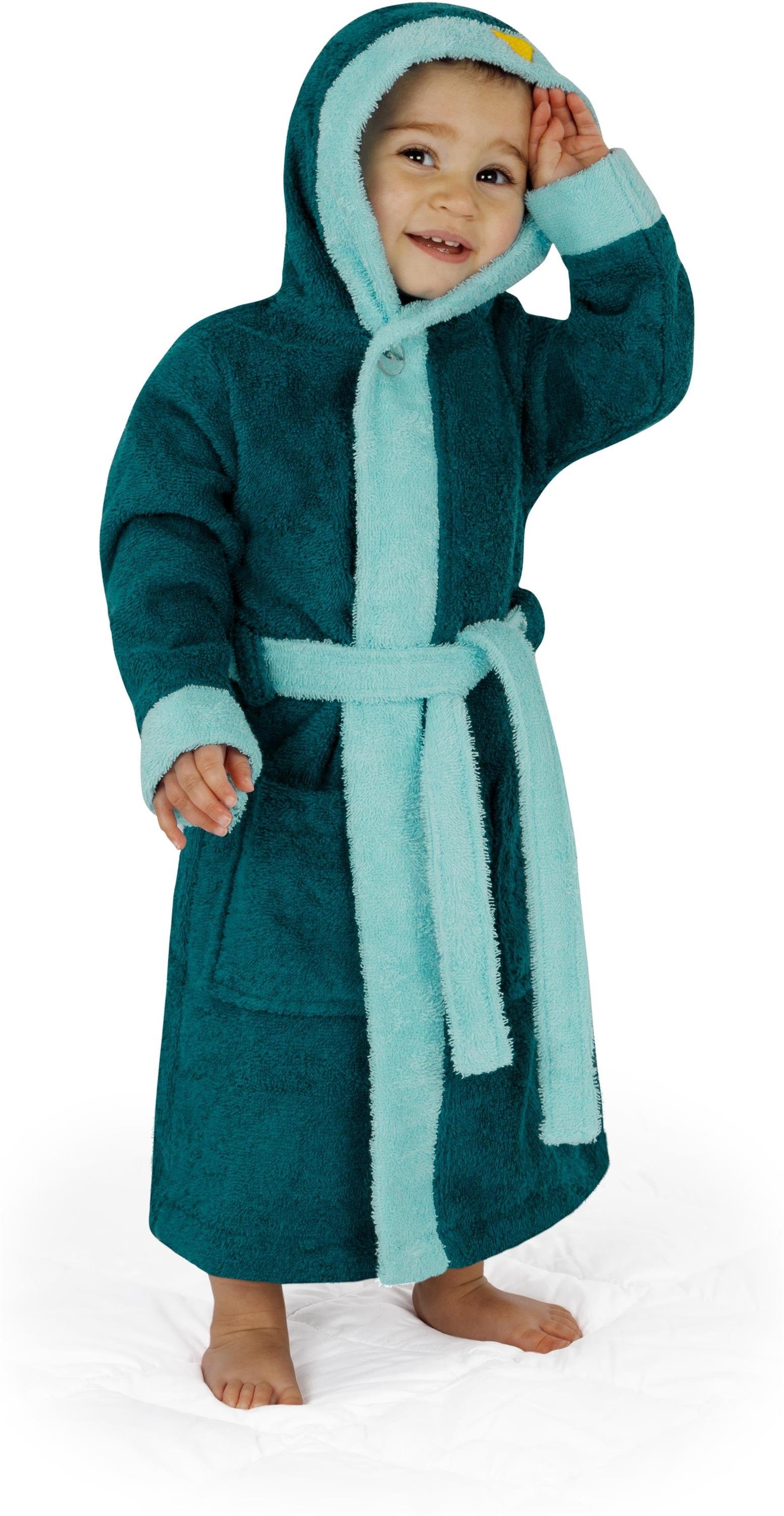 normani Kinderbademantel Kinder Bademantel aus Bio-Baumwolle Malia, Bio-Baumwolle, Kapuze, Bindegürtel, Kinder Bademantel aus weichem und schadtsofffreiem Material