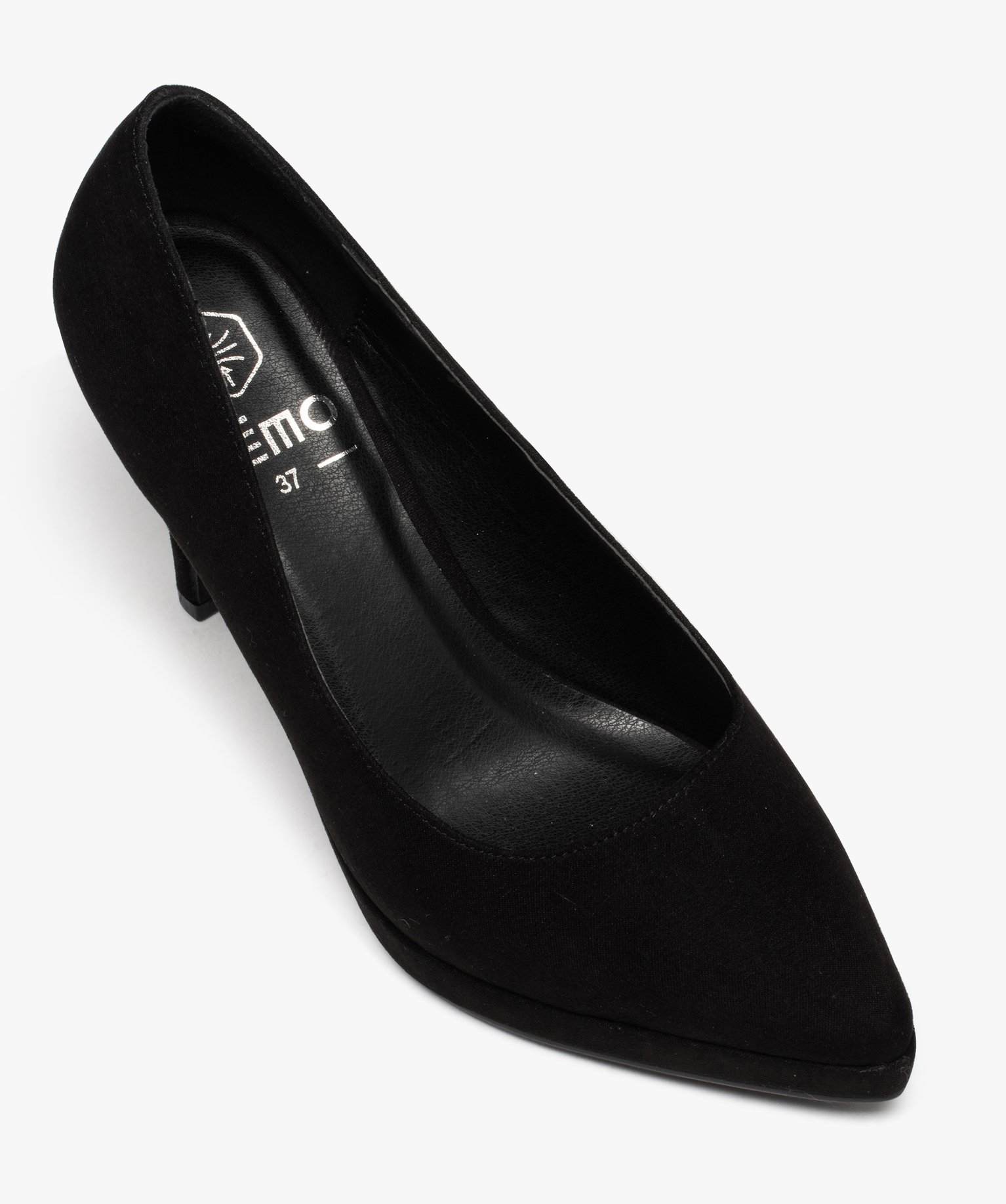 Escarpins femme unis à talon haut en suédine noir | GEMO