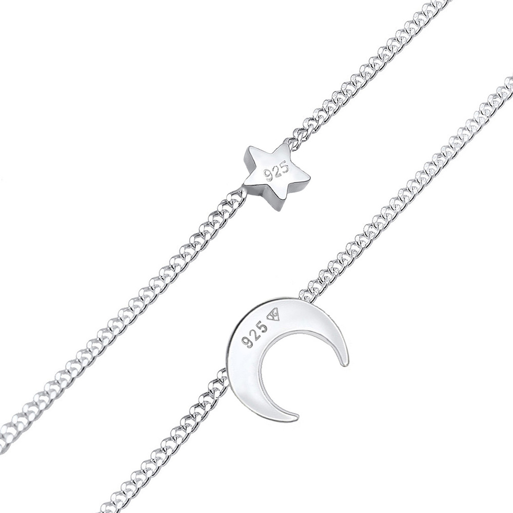Elli Elli Collier Femmes Choker Couches Astro Demi-Lune Étoiles en Argent Sterling 925 collier