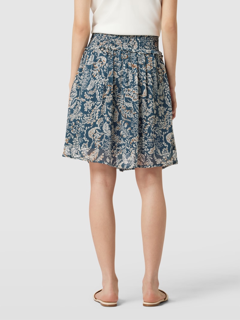 Knielanger Rock aus Viskose mit Allover-Muster Modell 'Monet' in marineblau