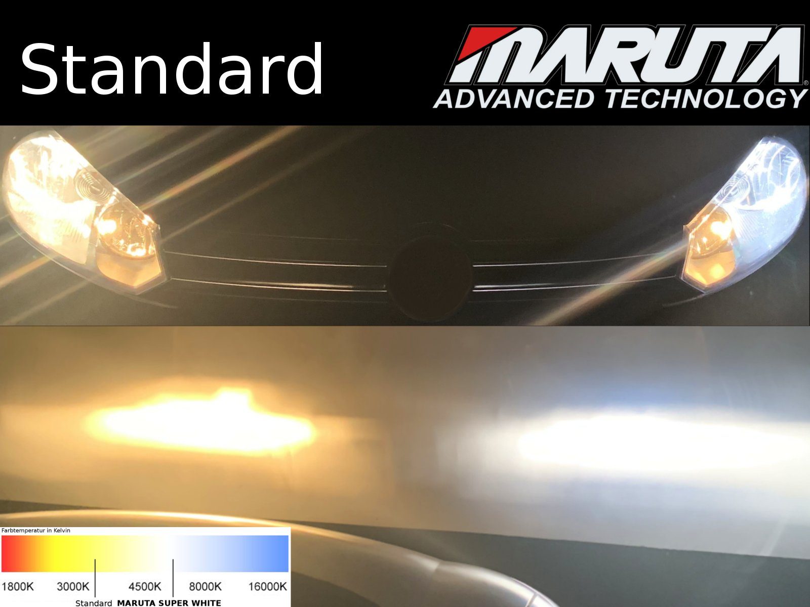 MARUTA KFZ-Ersatzleuchte Super White, P43t, 2 St., Tageslichtweiß, ideale Xenon Farbtemperatur,Xenon Look,super weißes Licht,mehr Licht