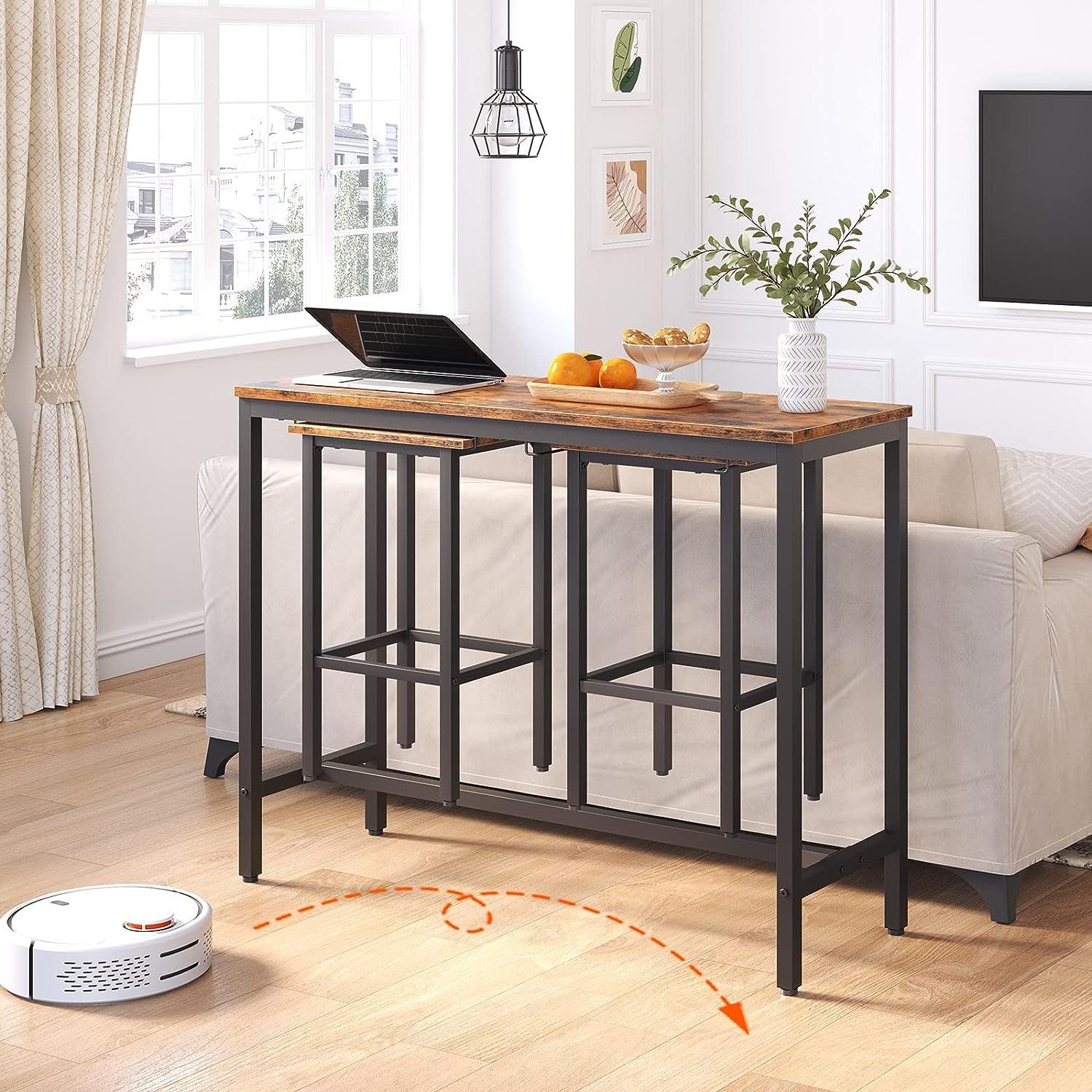 Hoobro Bartisch Bartisch mit Barhocker Set, 100 cm rechteckiger Stehtisch Esstisch-Set