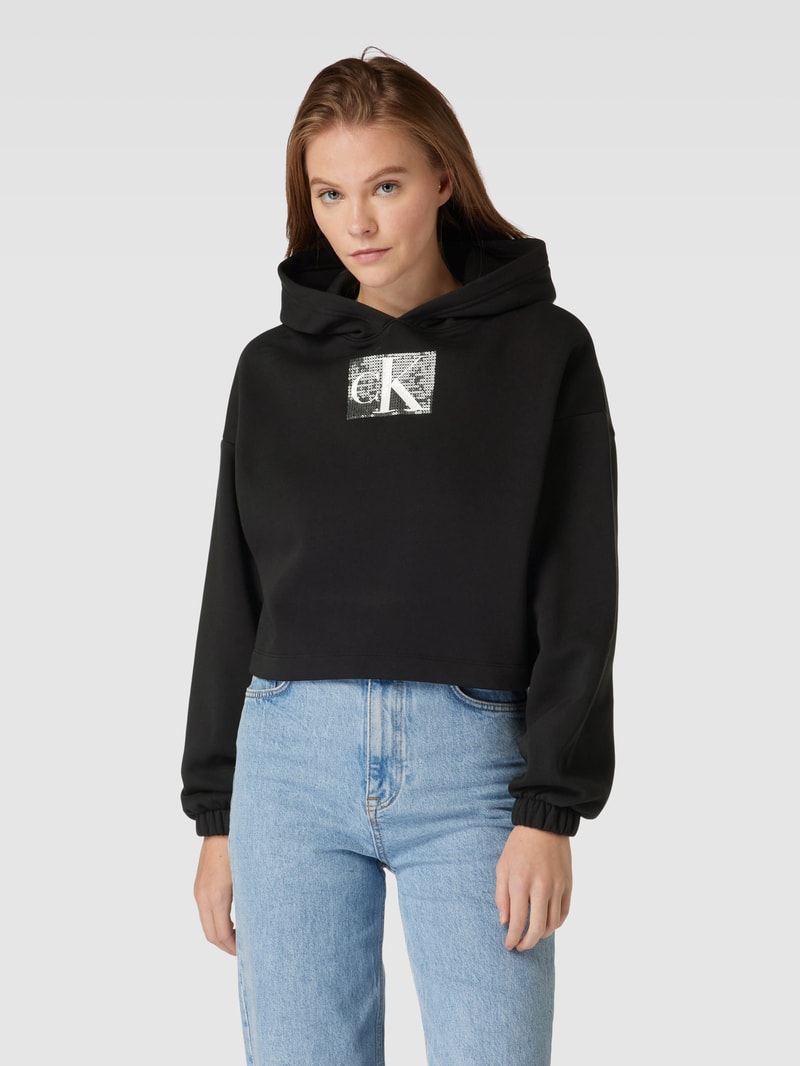 Hoodie mit Paillettenbesatz Modell 'SEQUIN' in black