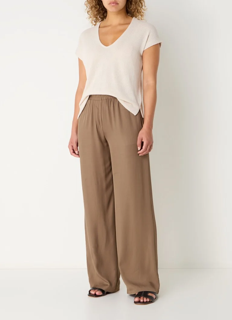 Παντελόνι OPUS Mimas με φαρδιά γραμμή και τσέπες στο πλάι