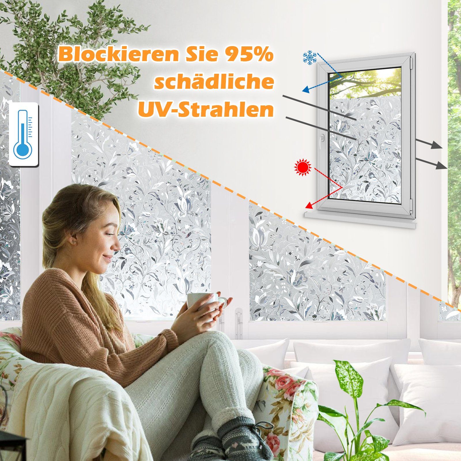 Fensterfolie Fensterfolie Milchglasfolie Sichtschutzfolie Fenster Selbstklebend, Gimisgu