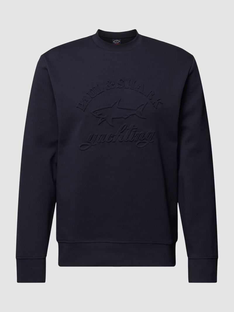 Sweatshirt mit Label-Motiv in marineblau