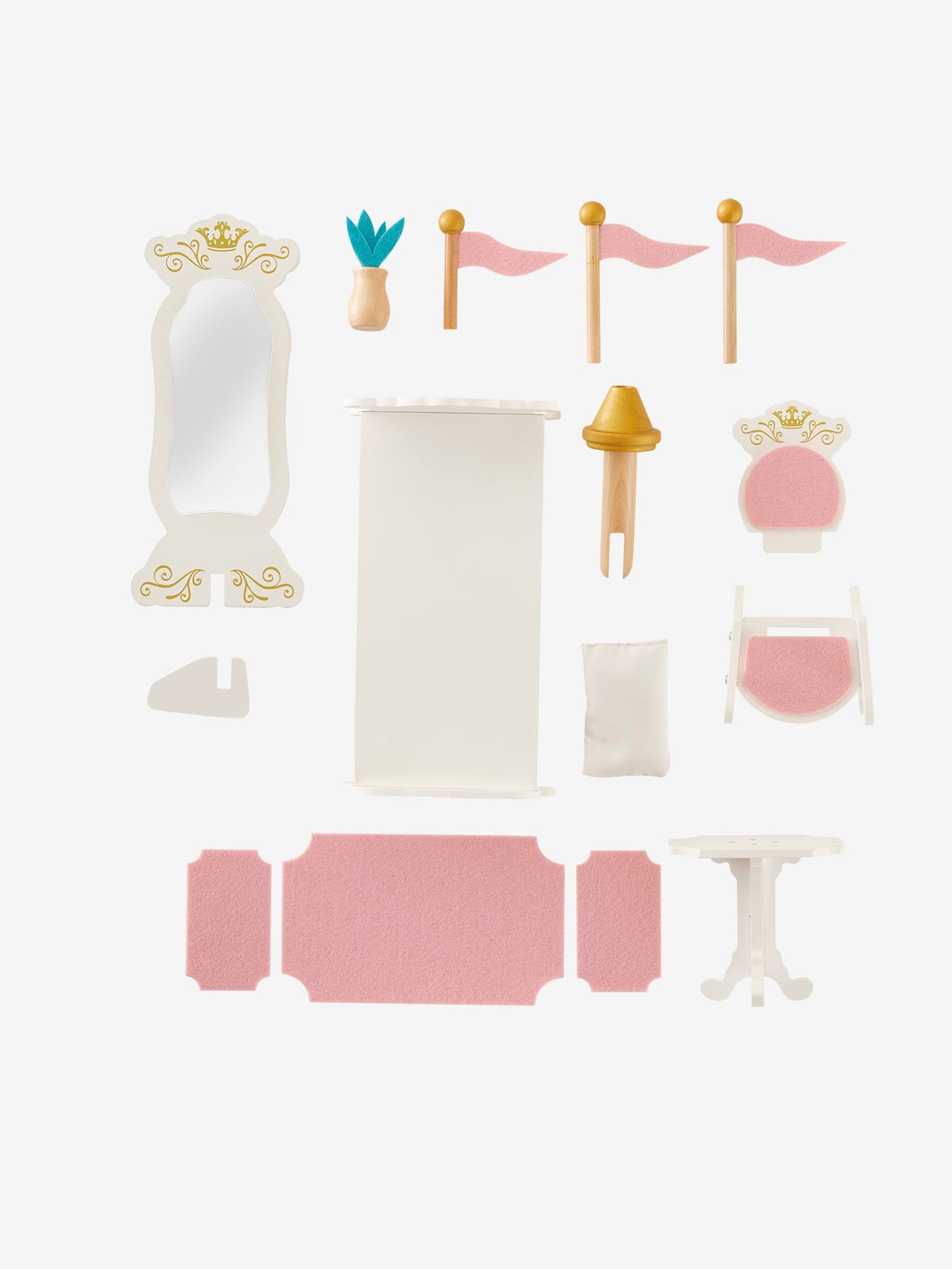 Château de princesse pour poupées mannequins en bois FSC® blanc