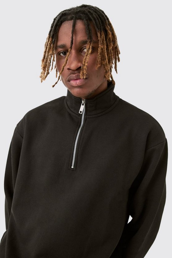 Tall kastiger Oversize Sweatshirt-Trainingsanzug mit 1/4 Reißverschluss