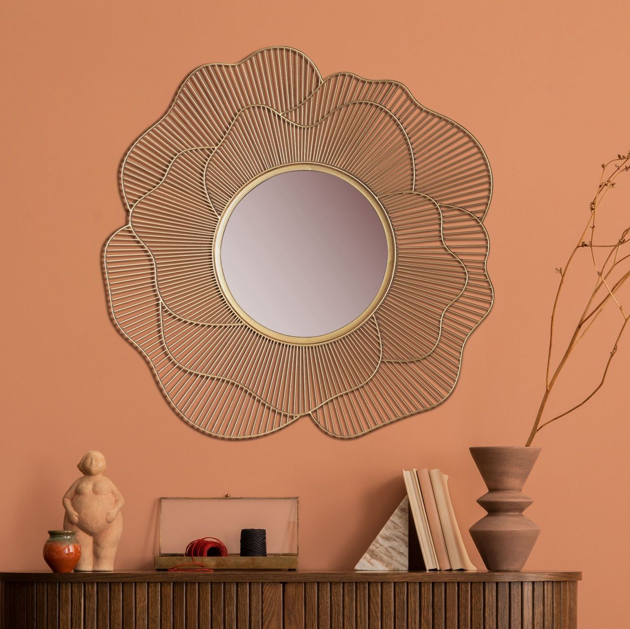 Wohnling Wandspiegel Rose 77 cm Metall