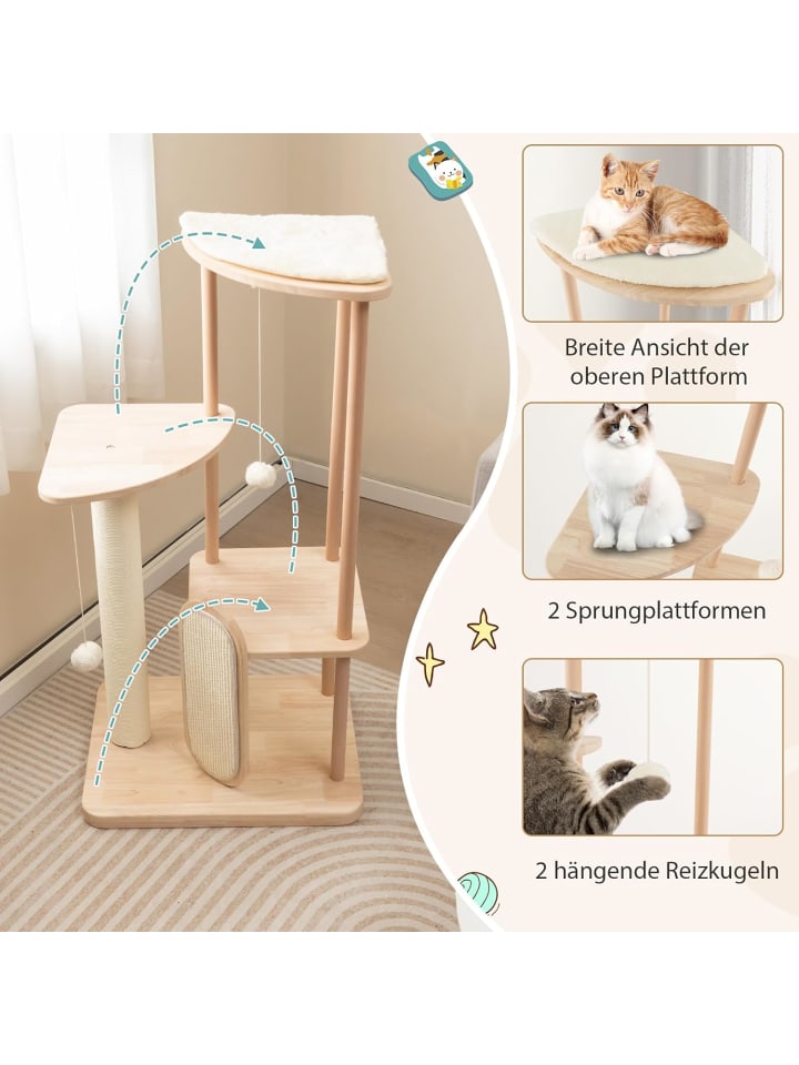 COSTWAY Kratzbaum Holz 112cm in Beige günstig kaufen onesize