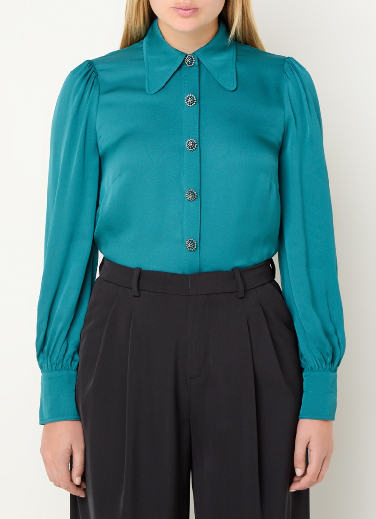 L.K.Bennett  Sonya blouse met sierknopen en pofmouw