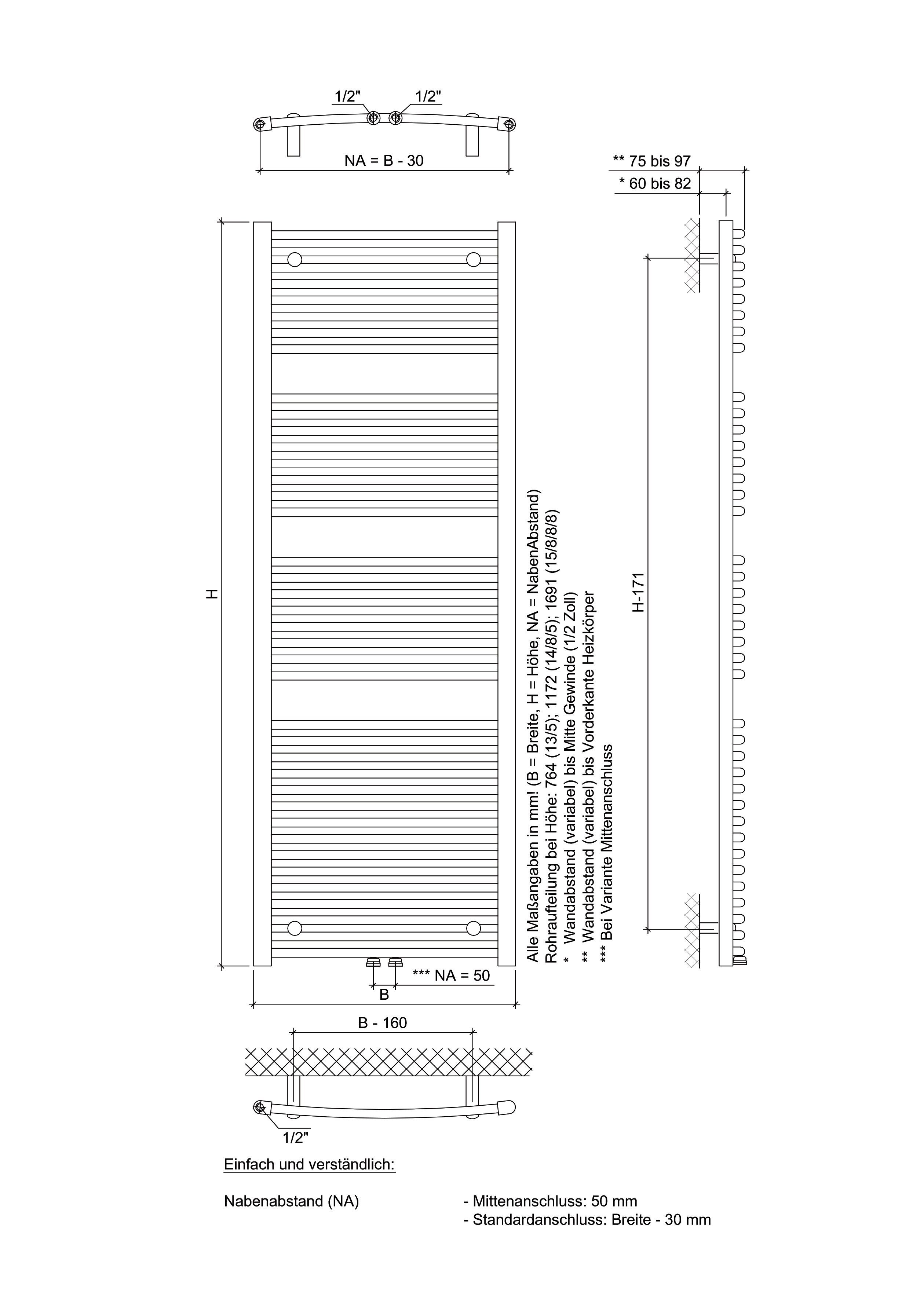 Ximax Badheizkörper Top 1691 mm x 595 mm, 1024 Watt, weiß