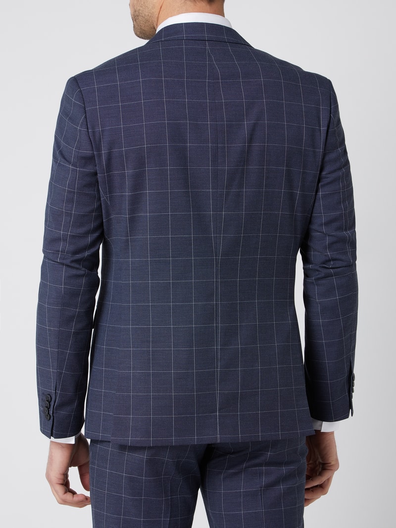 Slim Fit 2-Knopf-Sakko mit Gitterkaro Modell 'Casper' in marineblau