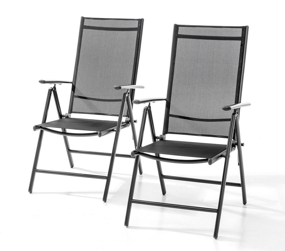 HC Garten & Freizeit Aluminium Klappsessel, 2er Set - Anthrazit