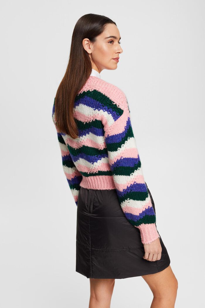 Mehrfarbiger Grobstrickpullover aus Wollmix
