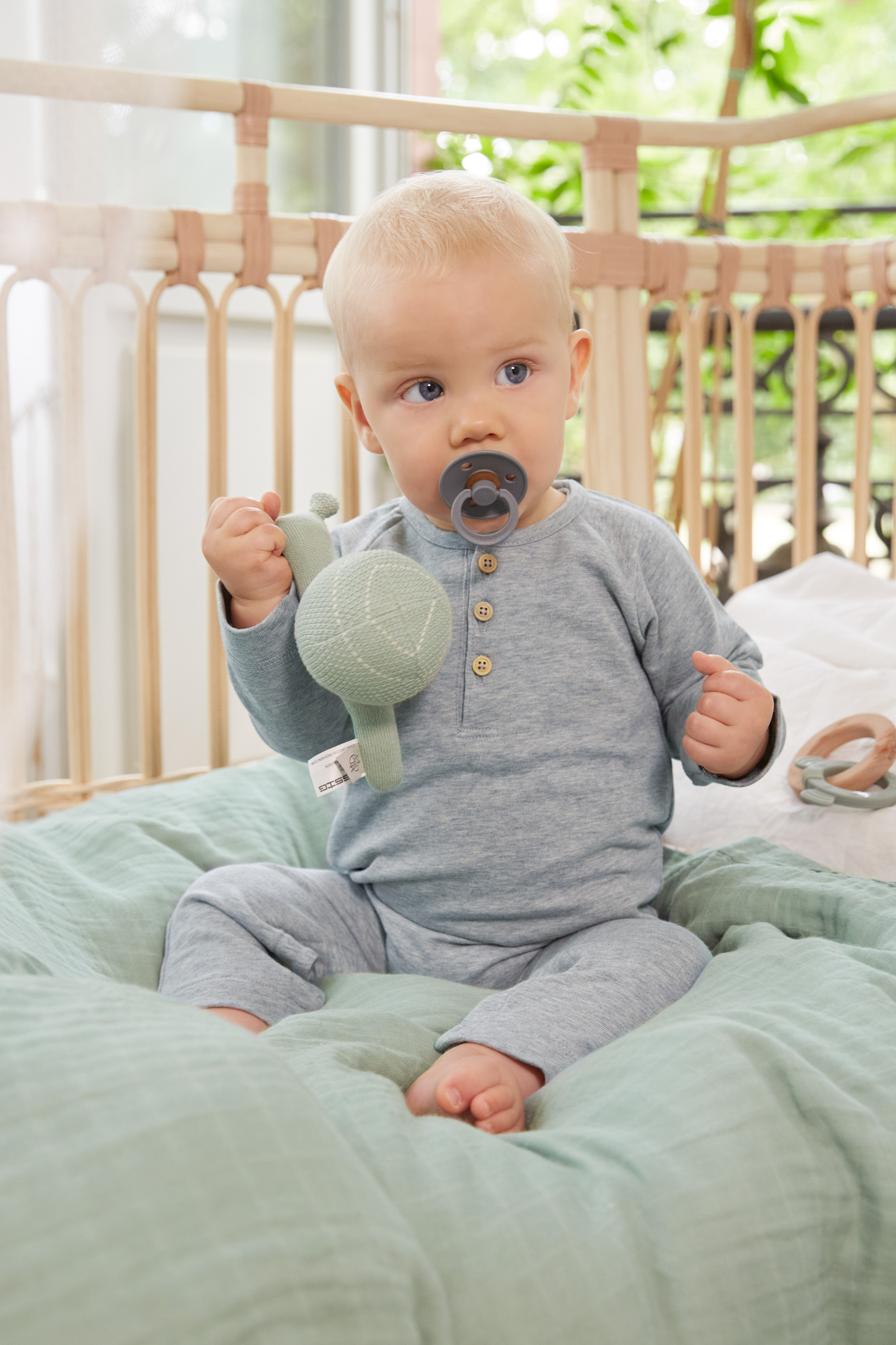 Strampler, Baby Overall - Bio Baumwolle, Grau