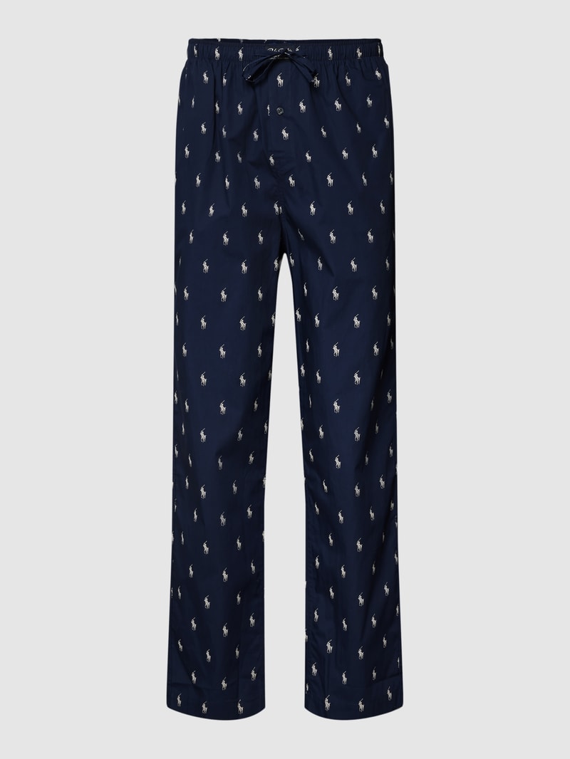 Pyjama-Hose mit Allover-Logo Modell 'WOVEN' in marineblau
