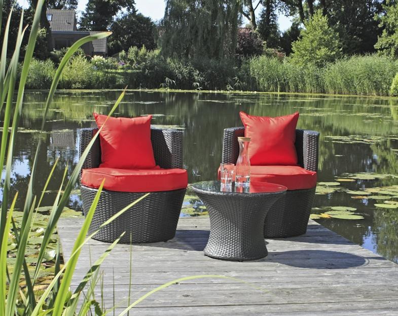 Garden Pleasure Harms Club-Set LINZ, Kunststoffgeflecht, schwarz