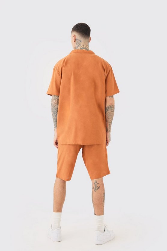 Tall Oversize Leinen-Hemd & Shorts