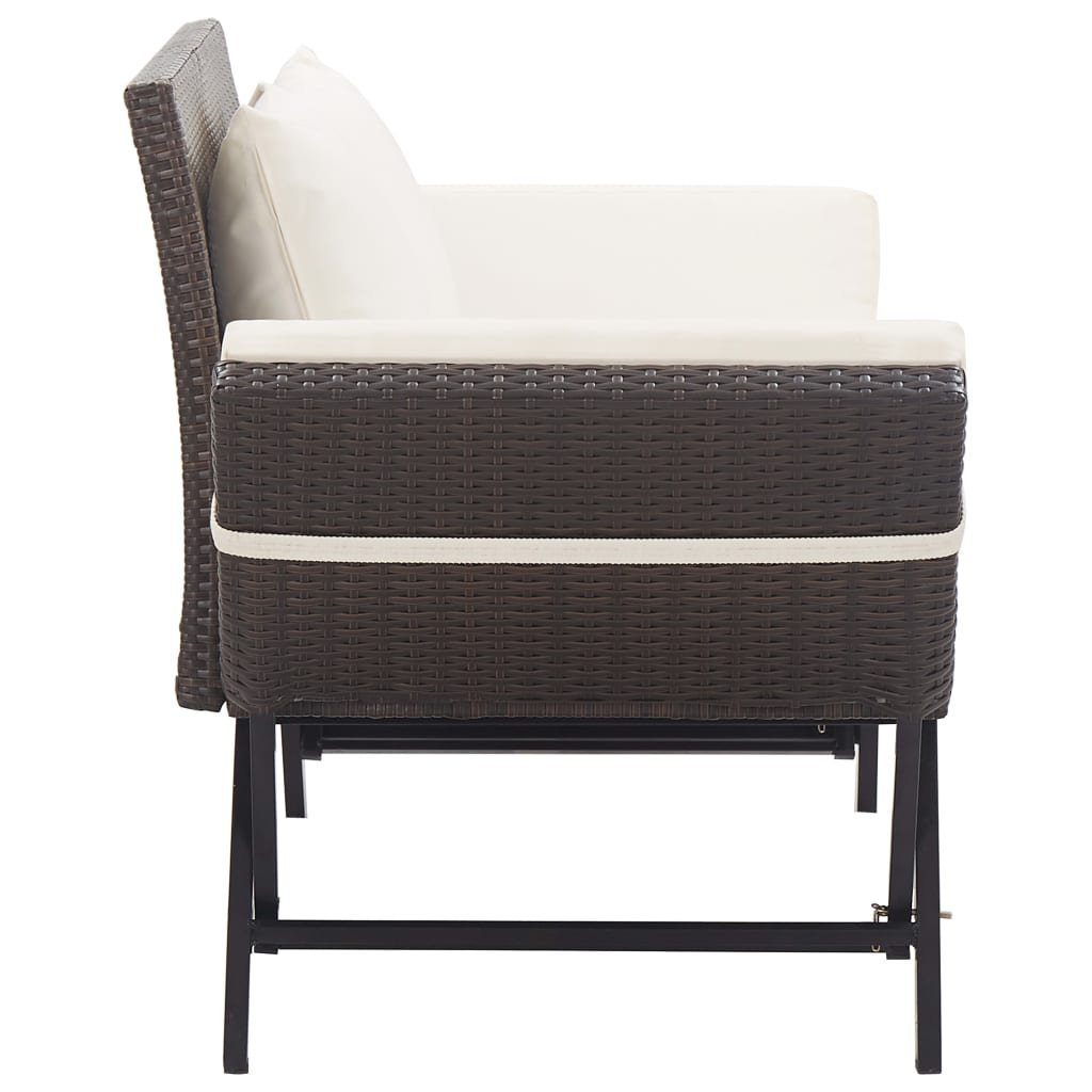 vidaXL Gartenbank Gartenbank mit Auflagen 176 cm Braun Poly Rattan (1-St)