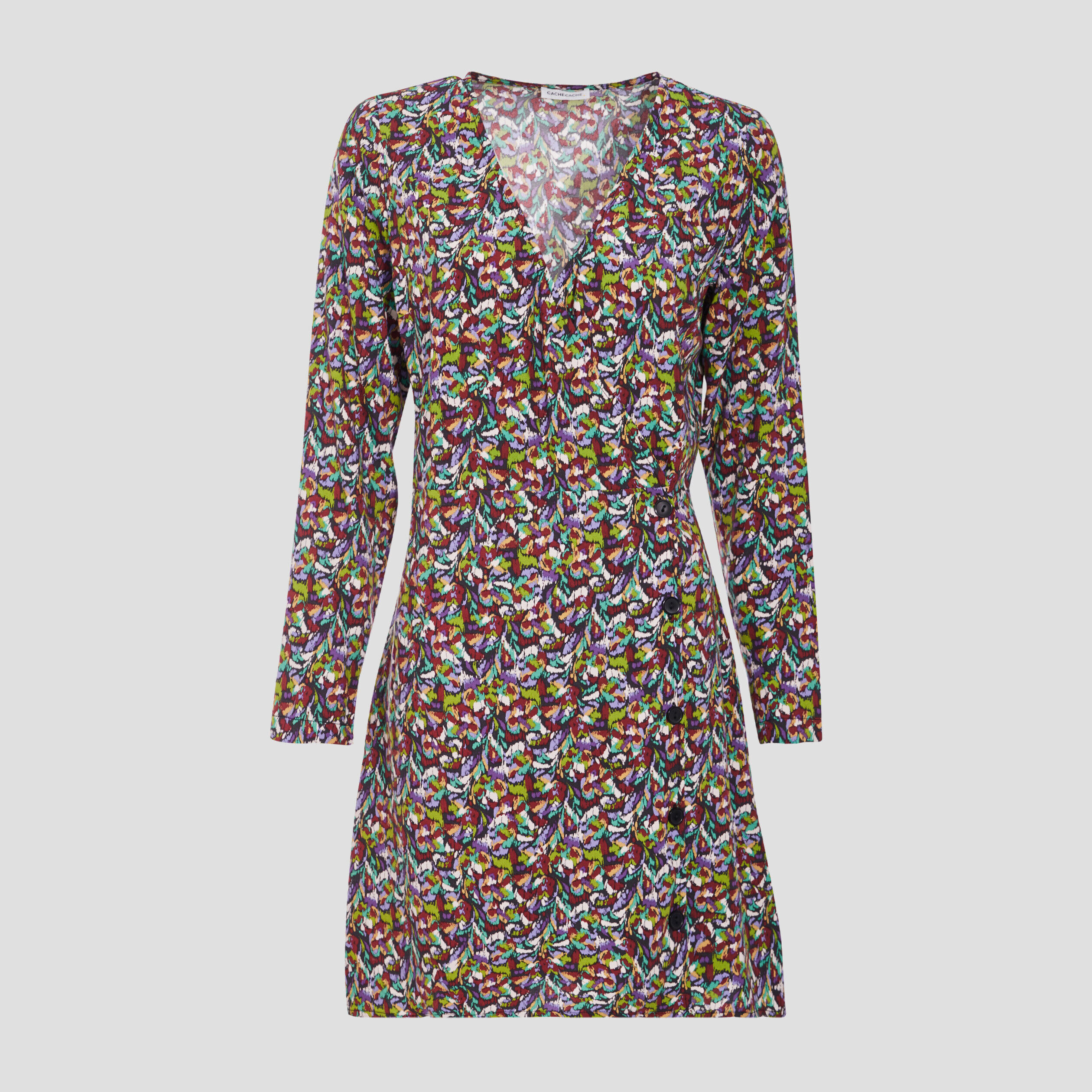 Robe évasée manches 3/4 noir femme | Cache Cache