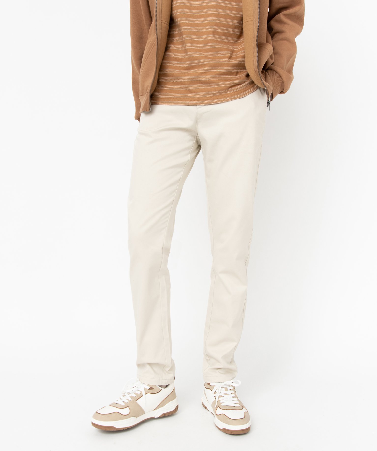 Pantalon en coton homme avec ceinture tressée ecru | GEMO