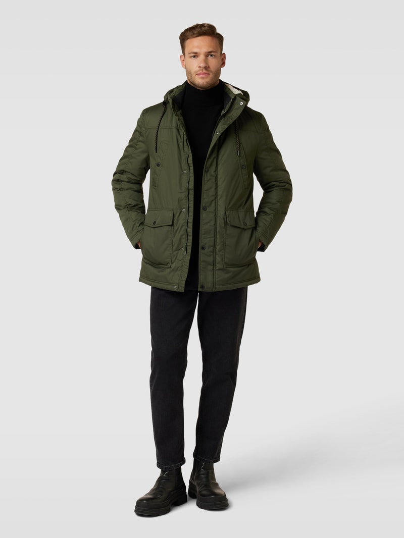 Jacke mit Druckknopfleiste Modell 'CHESTER' in olivgrün