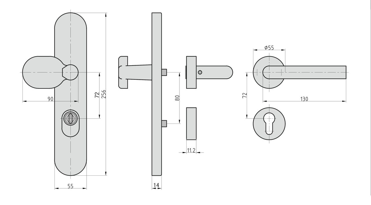 Basi Kombi-Schutzbeschlag - SBK 7500 ES1 - ZA - Kombi-Schutz - 72/8 mm - L-Form