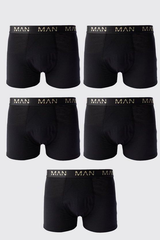 5er-Pack goldene Man Dash Boxershorts in Schwarz
