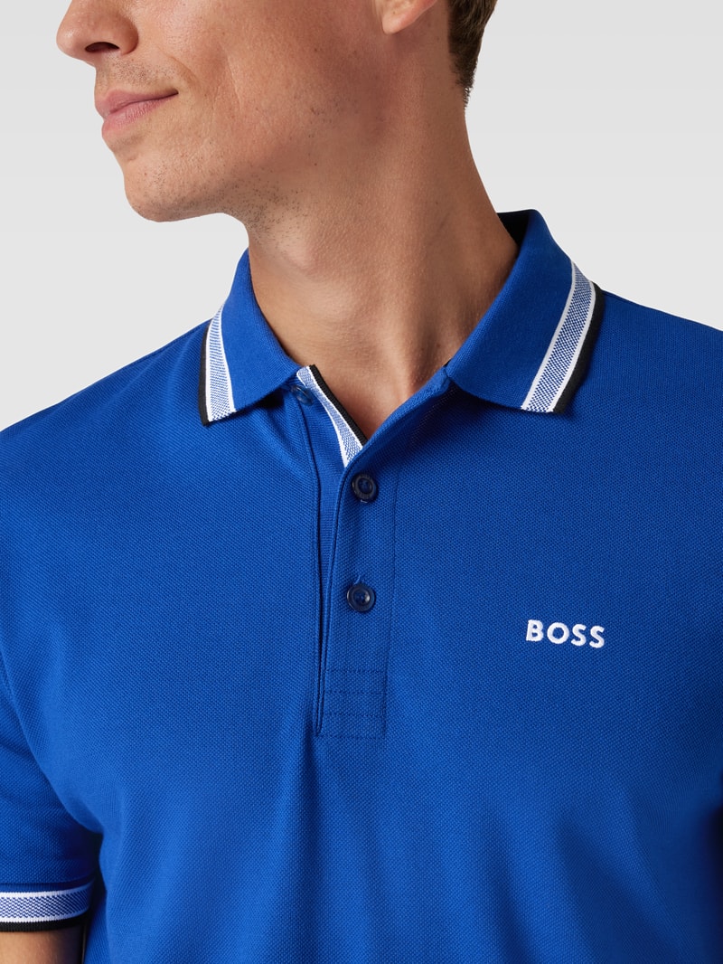 Poloshirt mit Label-Stitching Modell 'PADDY' in royalblau