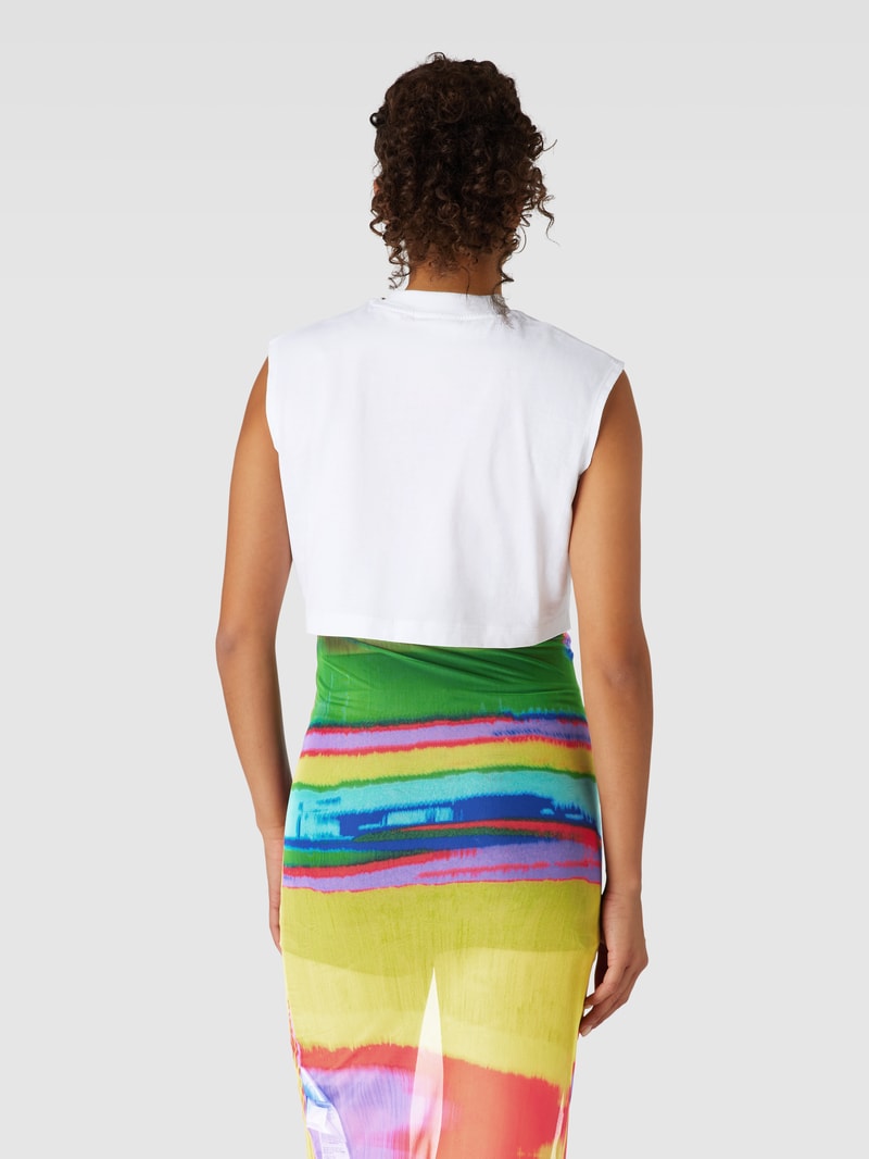 Crop Top mit Logo-Print Modell 'SLOGAN' in weiss