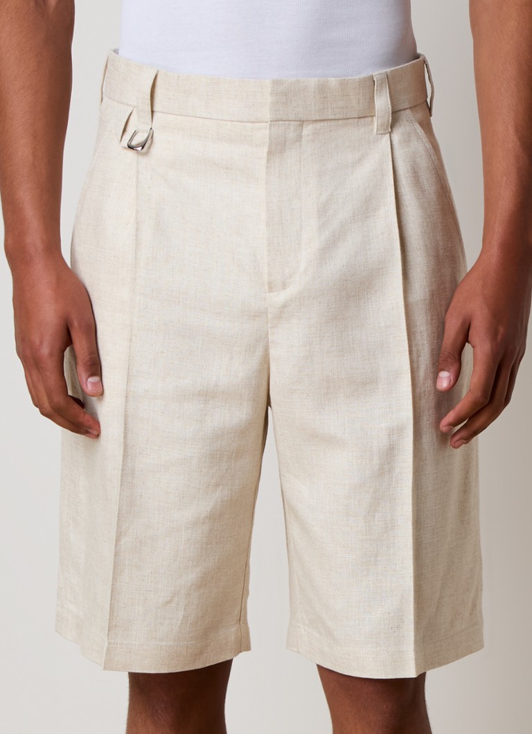 Pantaloni cropped a gamba larga Jacquemus in misto lino con piega stirata