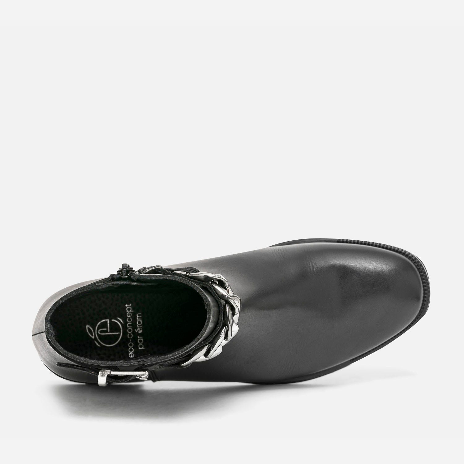 Boots noir éco-conçu en cuir avec maxi-chaîne