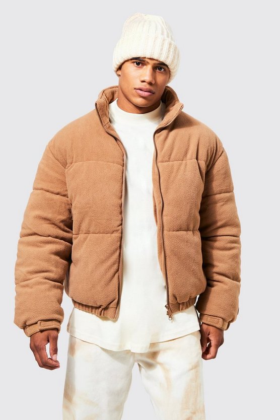Kastige Fleece Steppjacke mit Trichterkragen