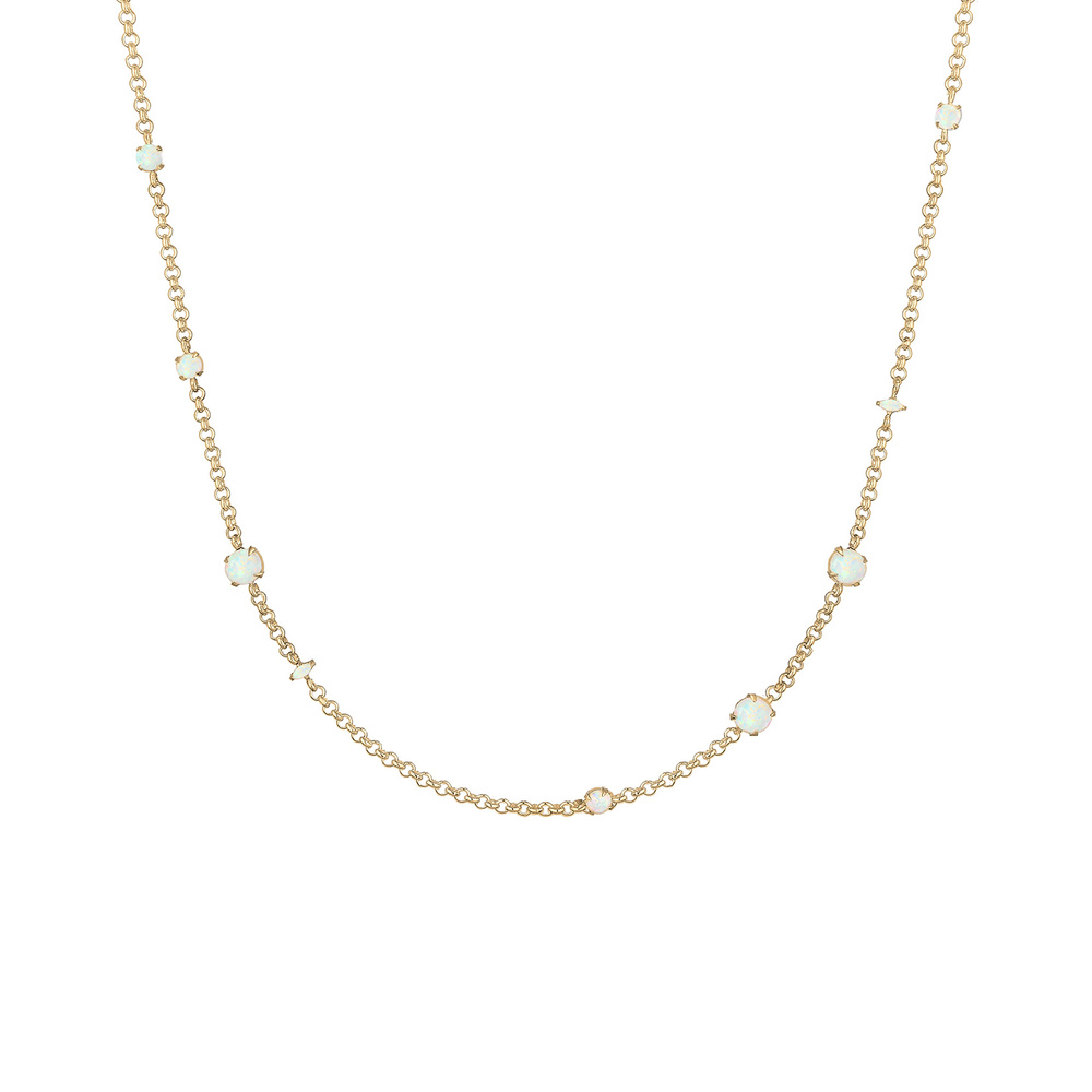 Elli PREMIUM Elli PREMIUM Collier Erbskette Synthetischer Opal Stein 925 Silber collier