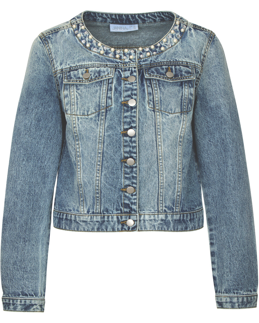Jeansjacke mit Perlen