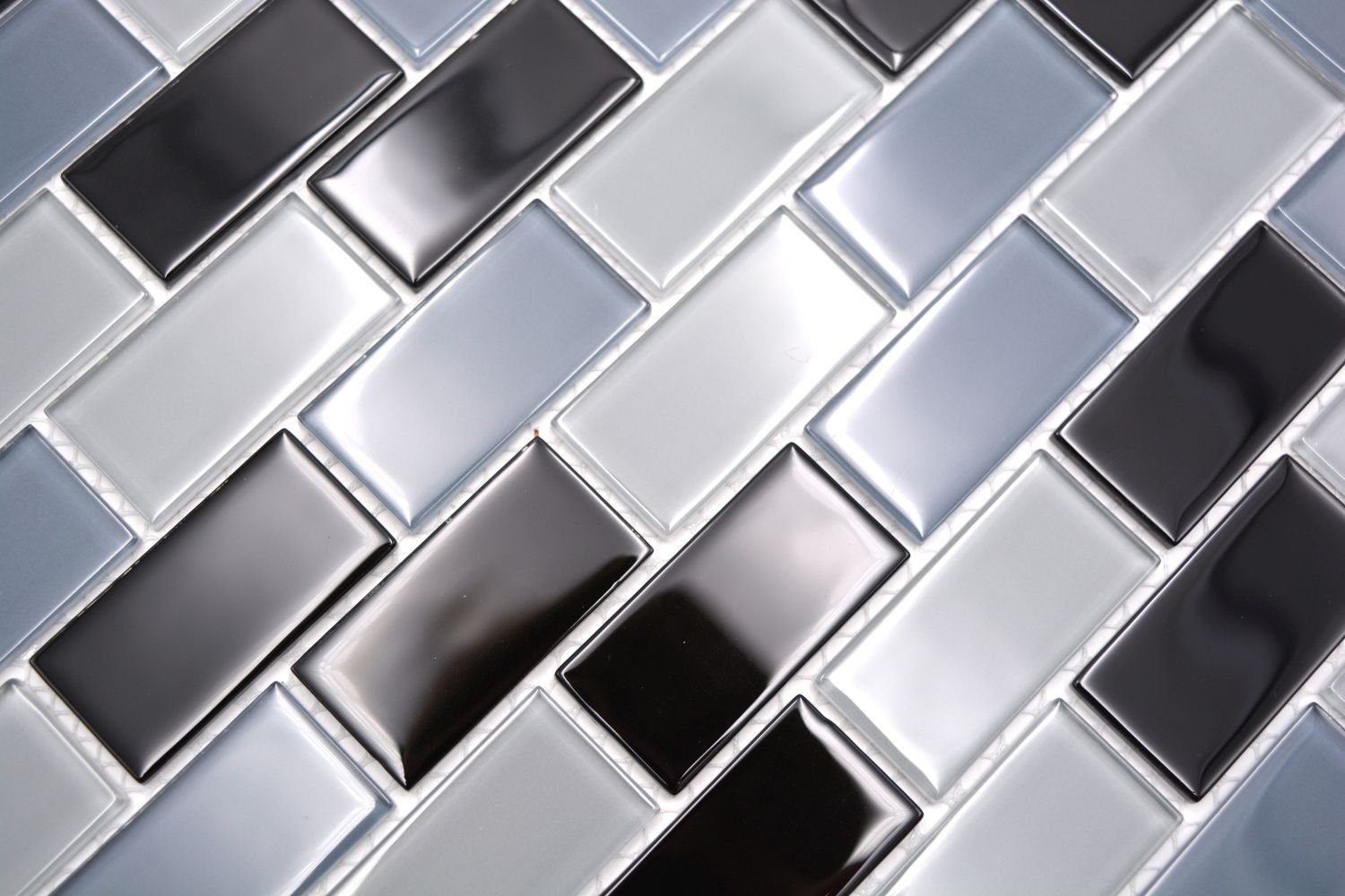 Mosani Mosaikfliesen Verbund Mosaikfliesen grau anthrazit schwarz Brick