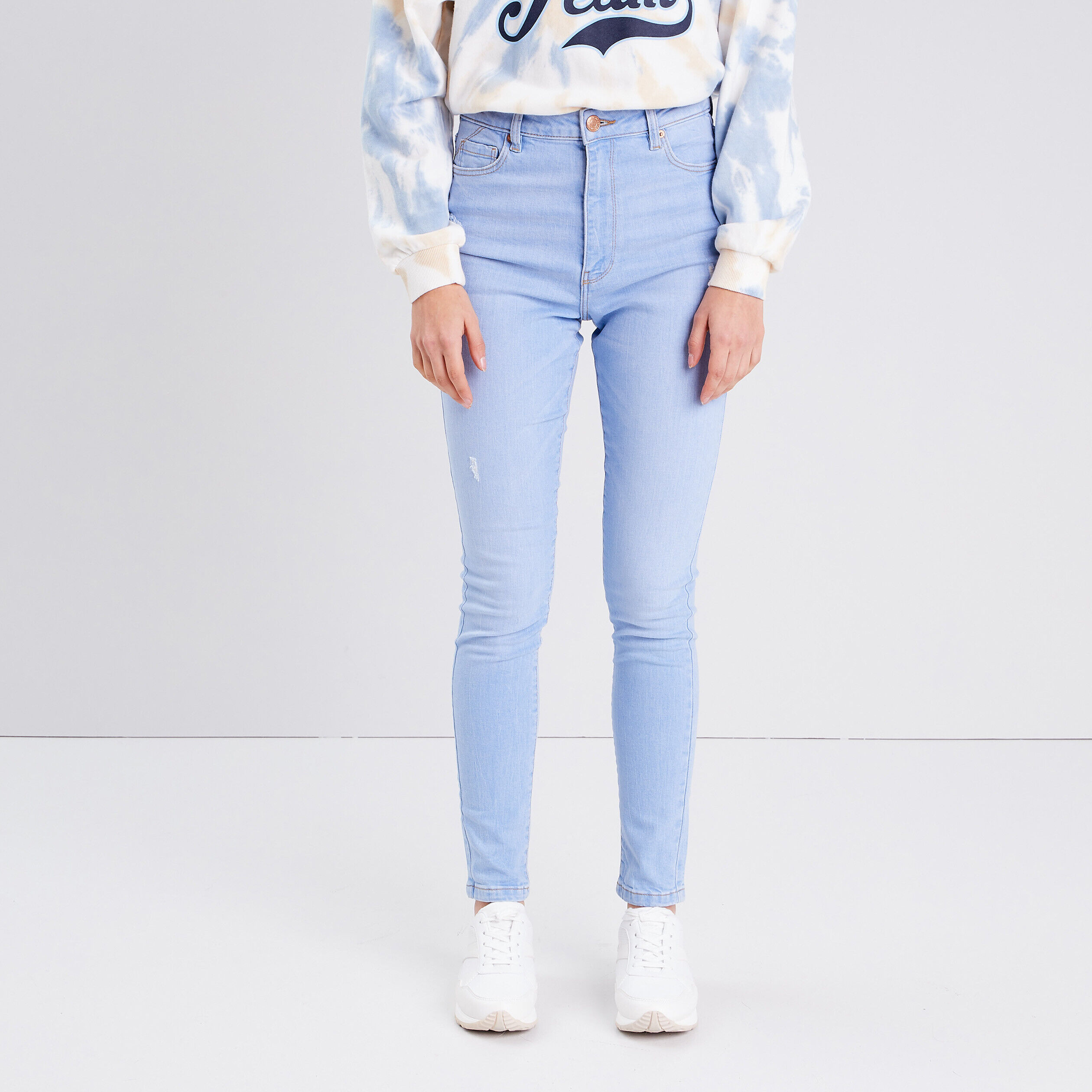 Jeans skinny taille haute denim baby bleu femme | Cache Cache