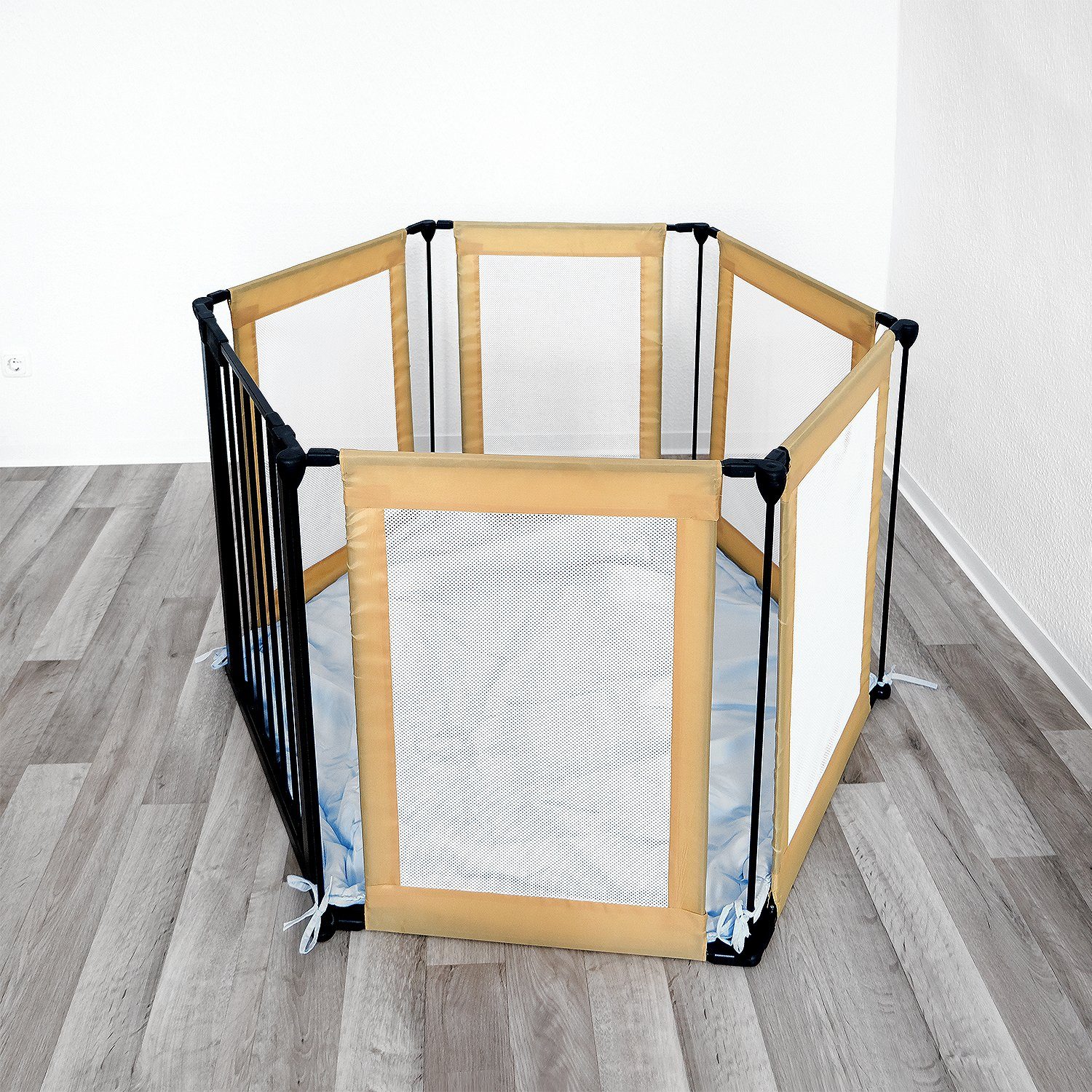 DM-Handel Laufgitter XXL Laufstall Schutzgitter (Laufgitteranlage Gelb), alle 6 Füße verfügen über einen 