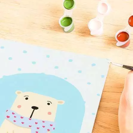CreArt Hello Baby: Süßer Polarbär - Malen nach Zahlen für Erwachsene