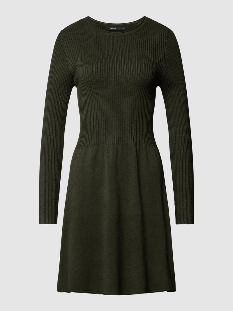 Strickkleid in Minilänge Modell 'ALMA' in olivgrün