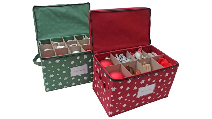 TRENDSHOP Aufbewahrungsbox für Weihnachtskugeln rot rot