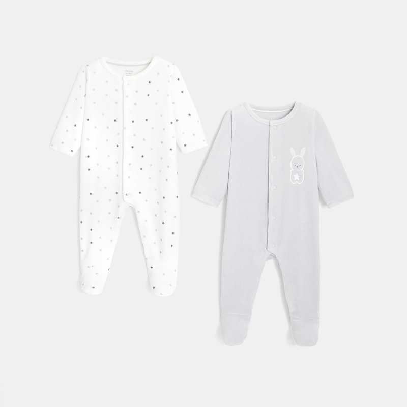 Dors-bien velours (lot de 2) gris naissance