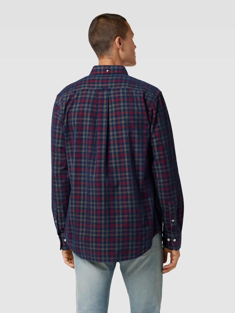 Regular Fit Freizeithemd mit Label-Stitching in marineblau