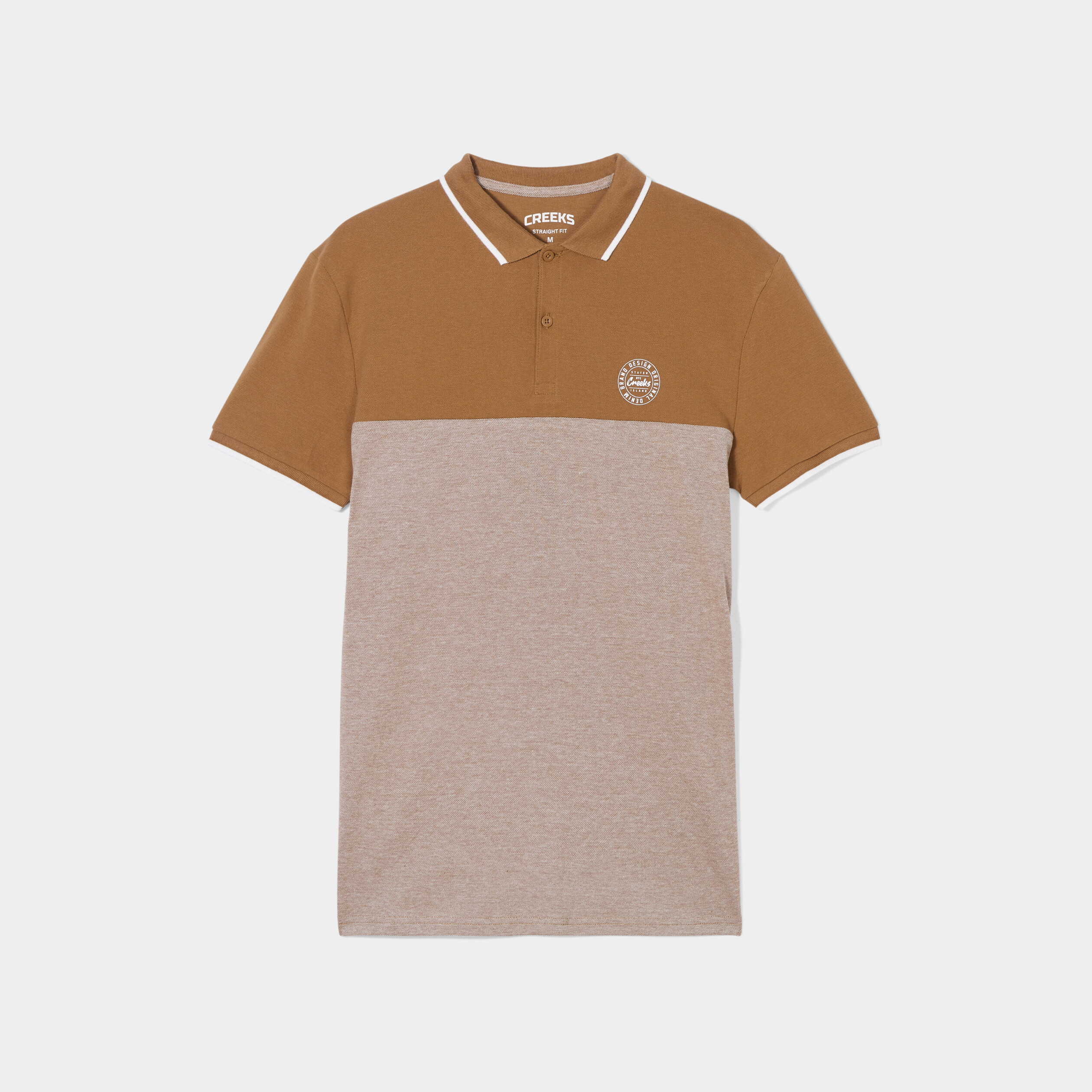 Polo manches courtes coton Creeks marron homme | La Halle