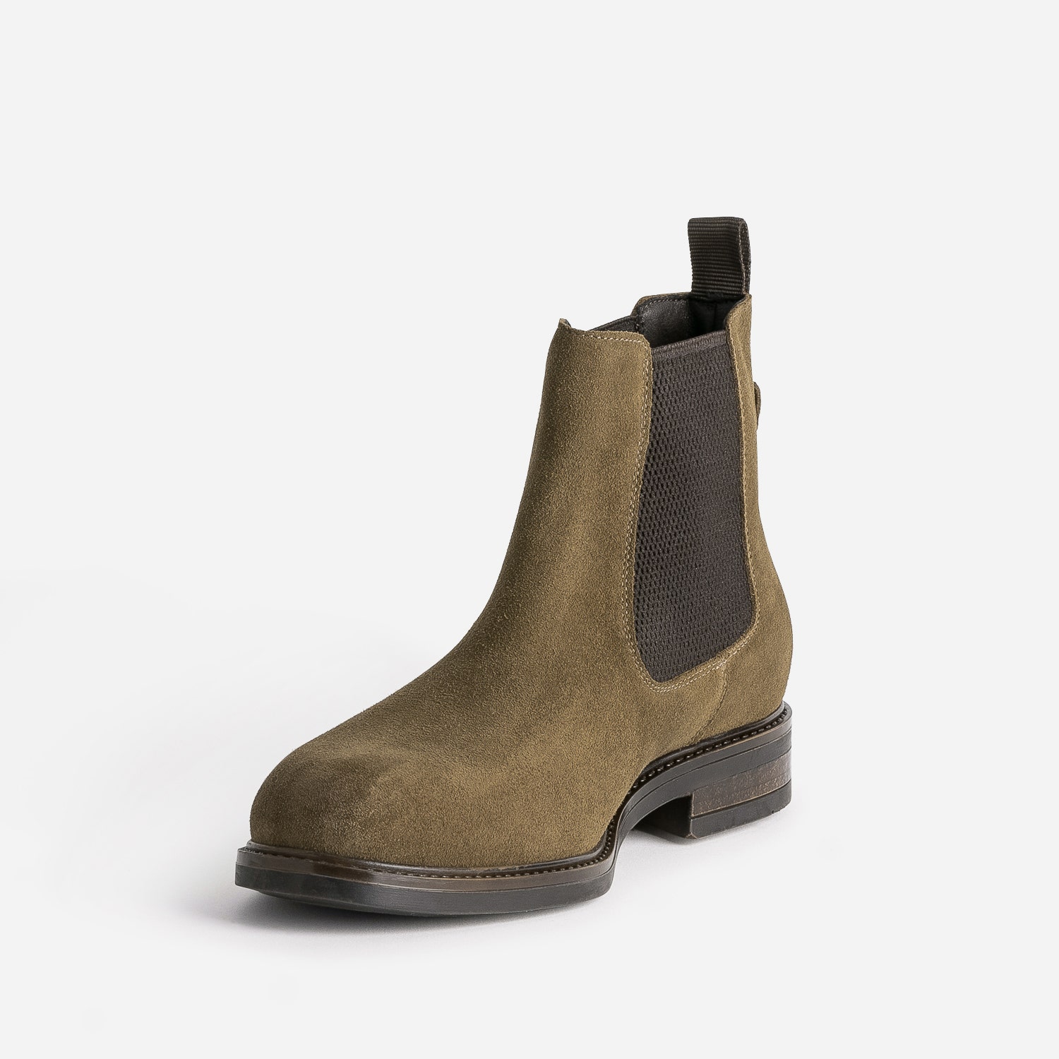 Chelsea boots marron en cuir velours