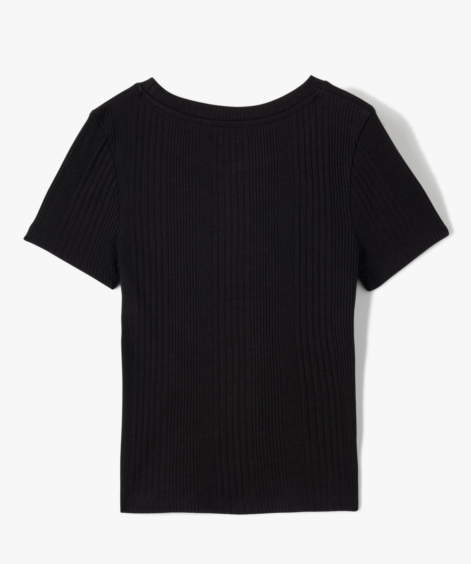 Tee-shirt fille en maille ctelée avec cordons coulissant ... noir | GEMO